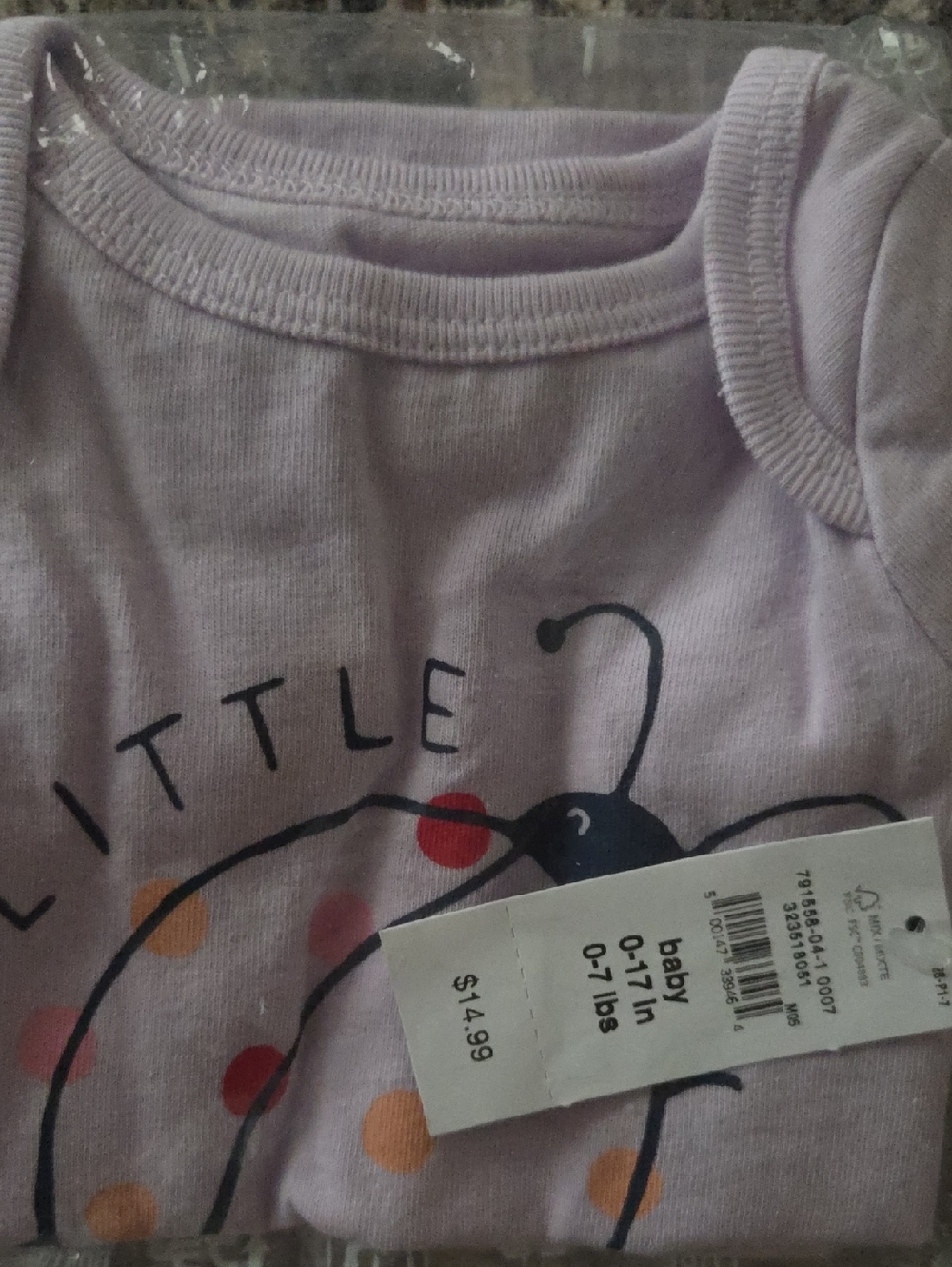 GAP Lavender Baby One-Piece Bodysuit with Polka Dot Ladybug